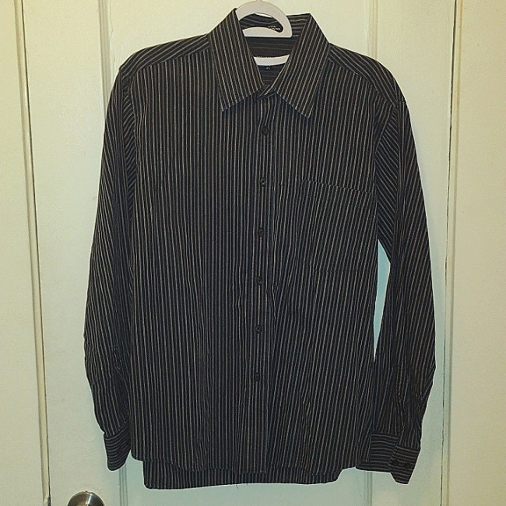 Michael Brandon, Men dress shirt, long sleeve, L/G 18 1/2, Stripes